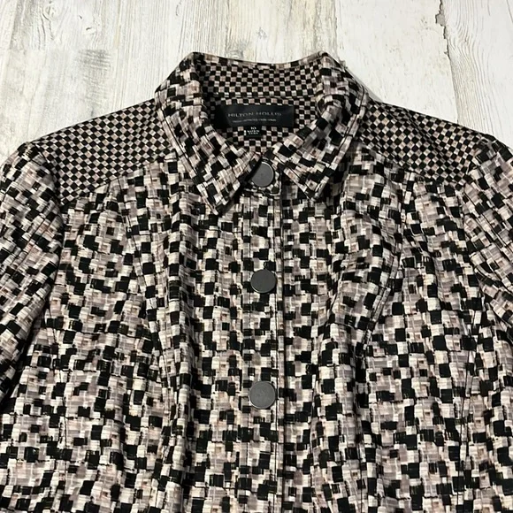 Hilton Hollis Check Squares Black and Tan Snap Jacket Size 10 - Picture 6 of 12